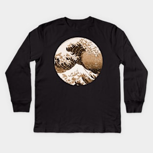 Epic Great Wave off KANAGAWA sepia style retouched artwork Kids Long Sleeve T-Shirt